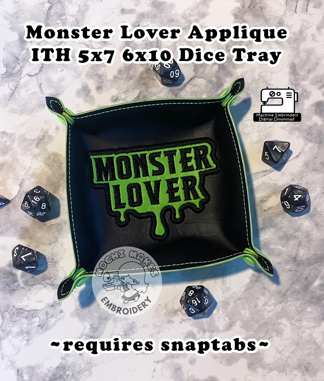 Monster Lover ITH in the Hoop Machine Embroidery Pattern Dice