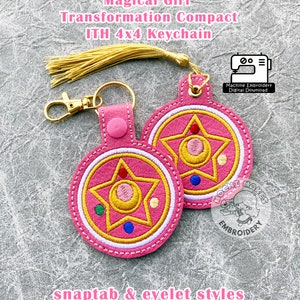 Magical Girl Transformation Star Compact ITH In the Hoop Keychain Embroidery Pattern Download Anime Japan Japanese DIY Craft Cosplay Cosmic