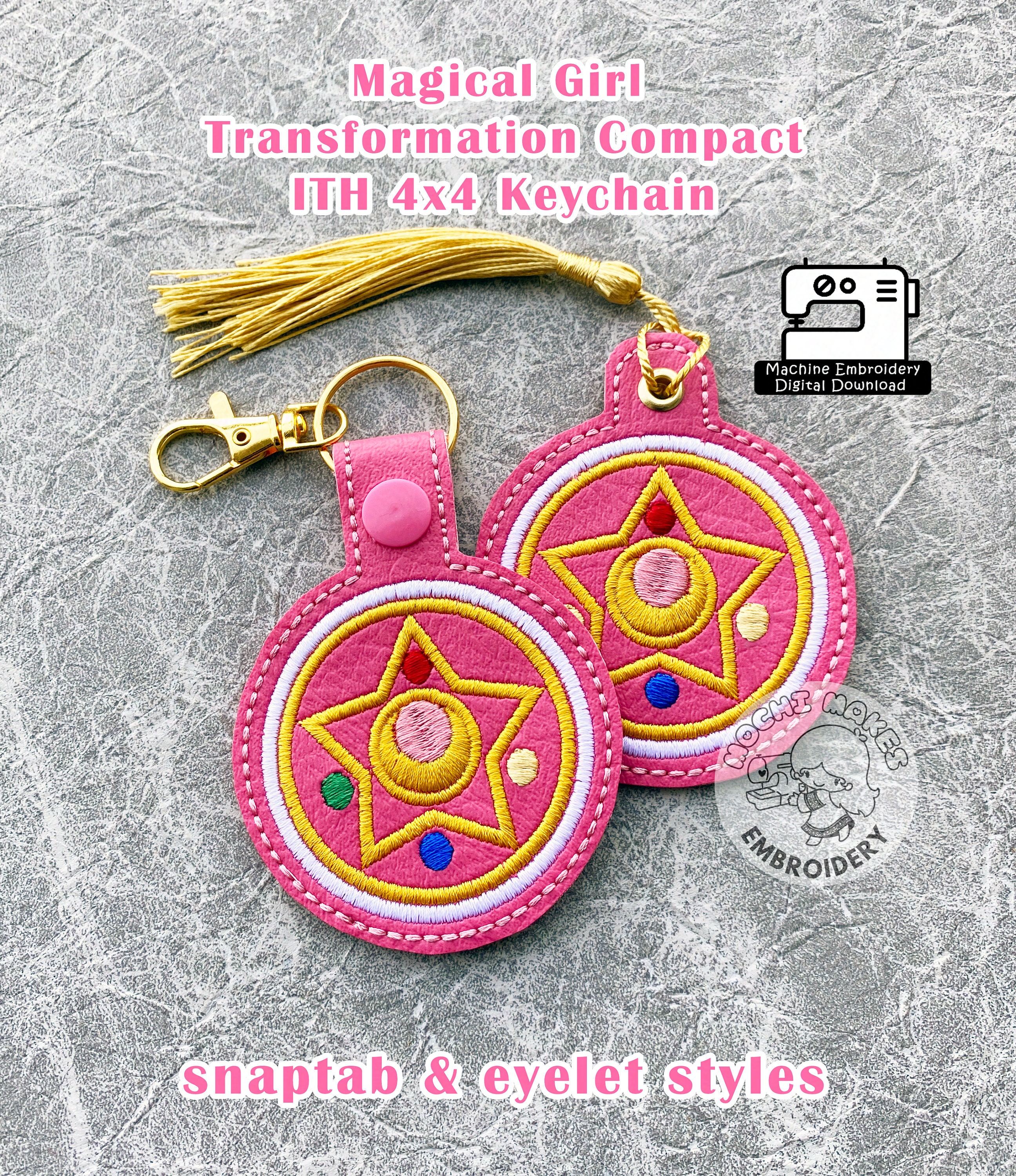 Magical Girl Transformation Star Compact ITH In the Hoop Keychain Embroidery Pattern Download Anime Japan Japanese DIY Craft Cosplay Cosmic