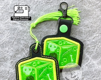 Gelatinous Cube DND Dungeons Dragons ITH In the Hoop DIY Embroidery Pattern 4x4 Keychain Applique Craft D20 Dice Critical Role Play