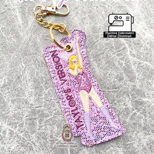 In My Tour Era Swiftie Inspired ITH In the Hoop Keychain Machine Embroidery Pattern Download DIY Craft Music Musician Pop Country Singer