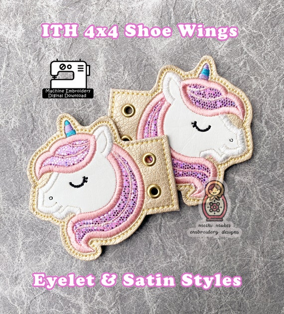 Unicorn ITH In the Hoop Shoe Wing Accessory Cosplay Costume 4x4 Applique Fantasy Princess Kids Craft DIY Sew Machine Embroidery Pattern