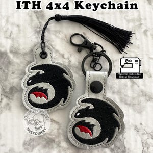 Dragon Trainer ITH In the Hoop Digital Machine Embroidery Pattern Medieval Fantasy Toothless Magic Keychain Pattern Cosplay Craft DIY 4x4