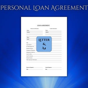 Loan Agreement Template with included Payment Register Log - Printable PDF - Letter and A4