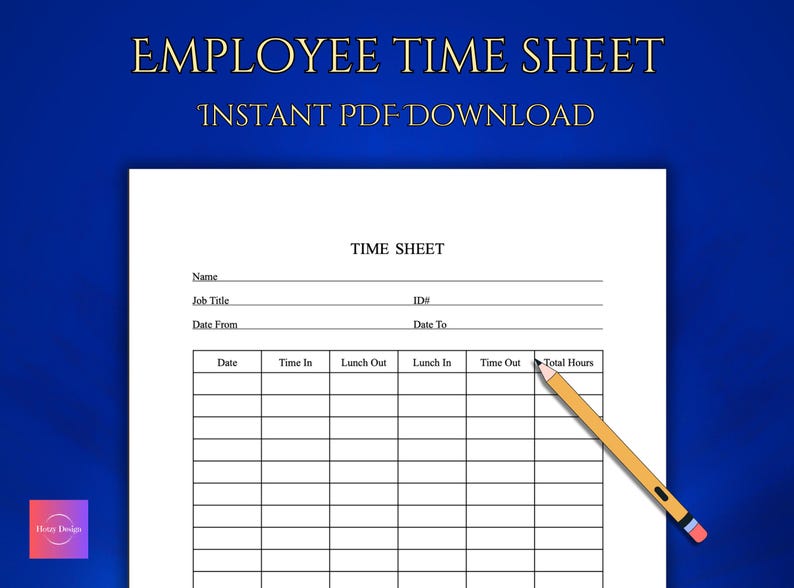 Printable Employee Time Sheet Template: With/without Lunch (letter & A4 ...