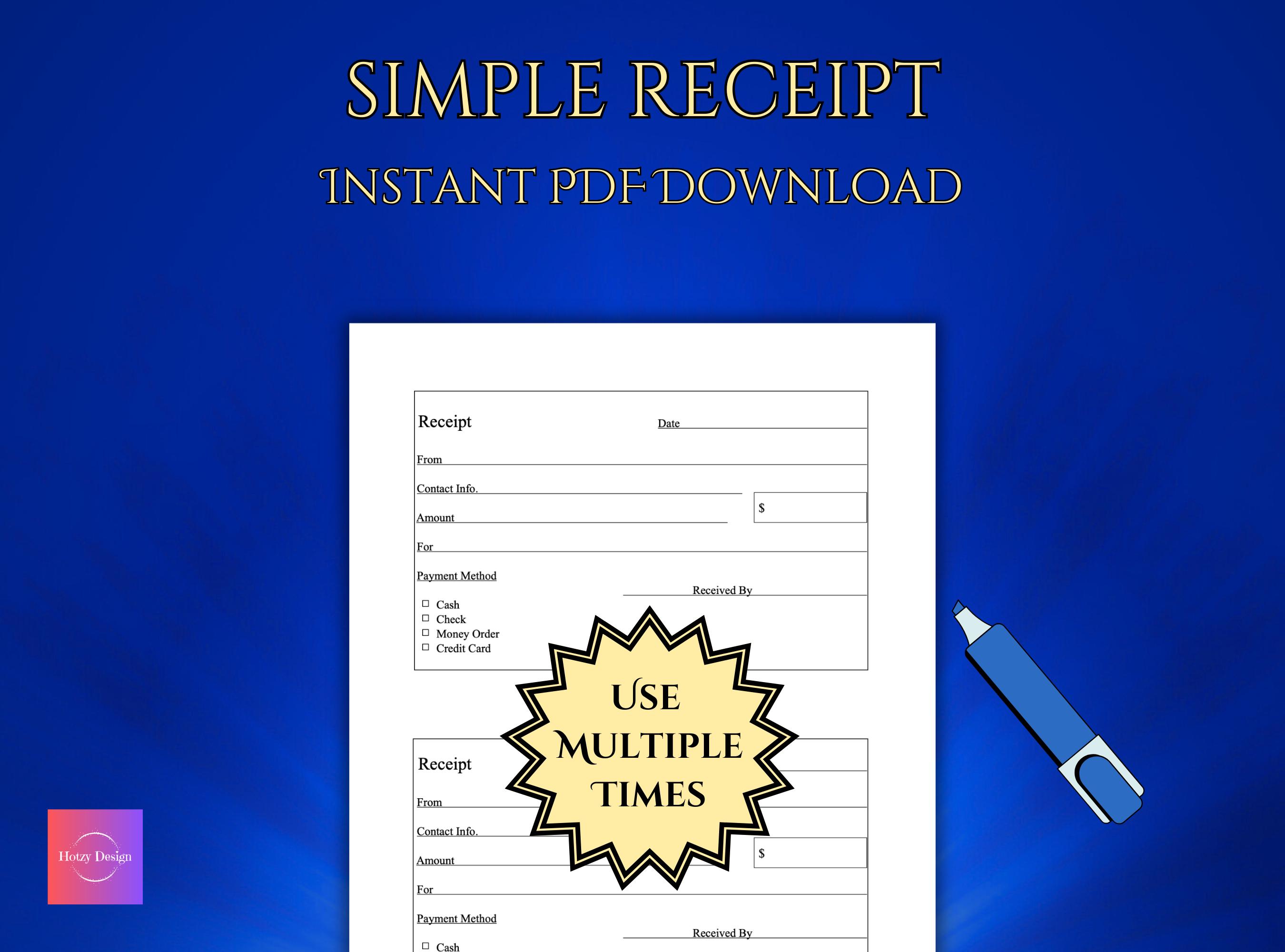 Simple Receipt - Printable - Etsy