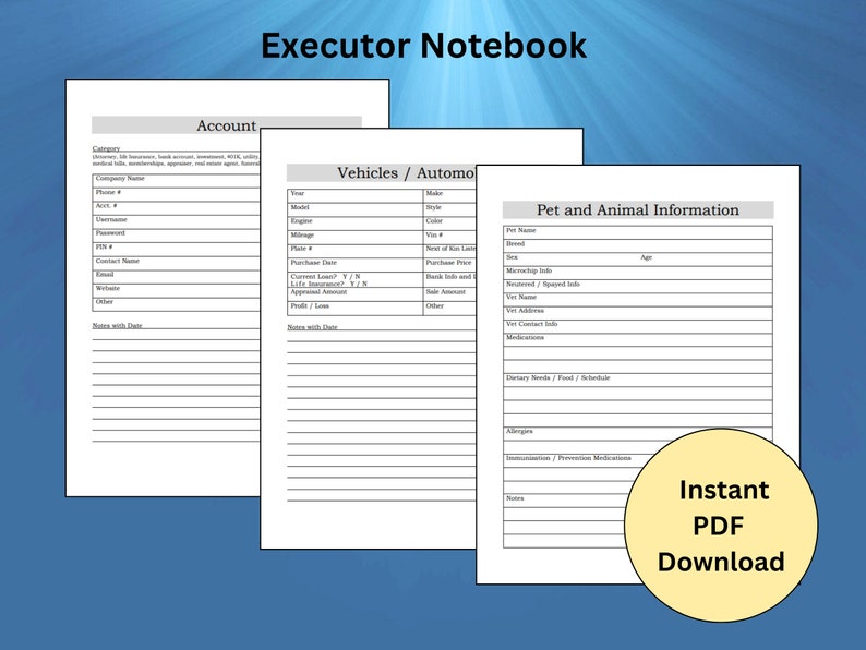 Updated Executor Worksheets Bundle Printable - Etsy