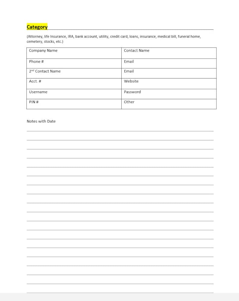 Printable Executor Worksheets 10 Pages - Etsy