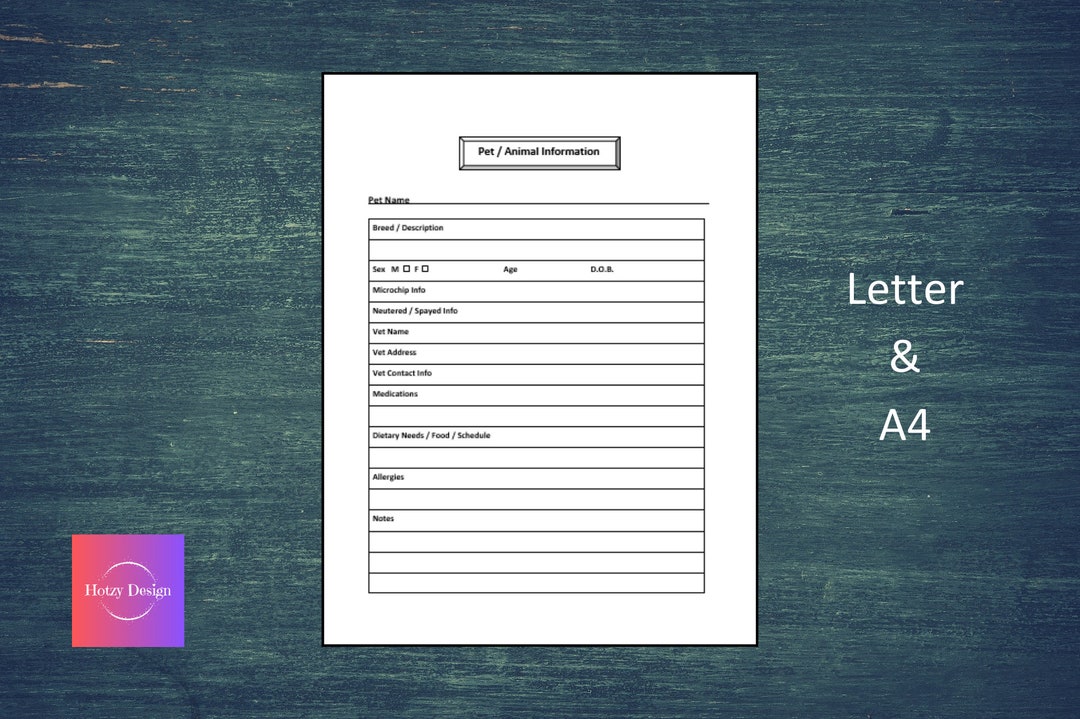 pet-and-animal-information-sheet-template-printable-etsy