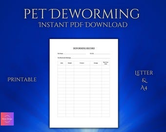 Pet Deworming & Prevention Chart - Printable