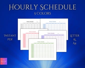 Printable Hourly Weekly Schedule: Letter & A4 (Digital Download)