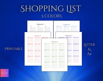 Grocery Shopping List with Category Sections - Blank Template - Printable PDF - Letter and A4 size