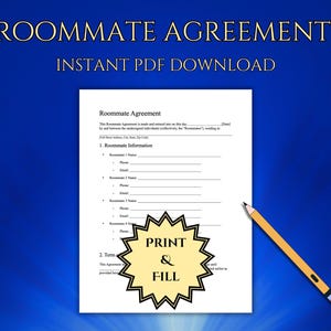 Acuerdo de Compañero de Piso - Diseño Universal - PDF Imprimible - Tamaño Carta y A4