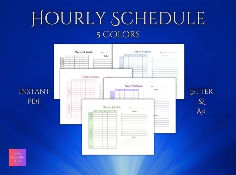 Printable Hourly Weekly Schedule: Letter & A4 (digital Download) - Etsy