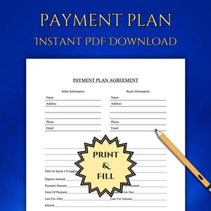 Payment Plan / Loan Agreement Template with included Payment Register Log - Printable PDF - Letter and A4