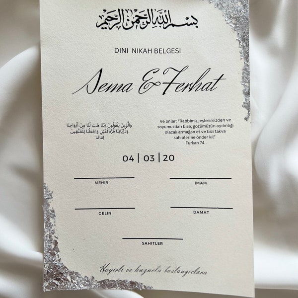 Dini Nikah Belgesi | Certificato di matrimonio islamico