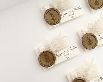 Mini jabón con ruscus | Regalos de jabón personalizados con sello de lacre | Hecho a mano y natural | Jabón natural | Regalo de jabón perfumado | Jabón