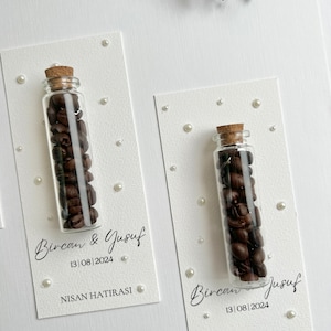 personalized coffee beans in a glass | wedding gift | engagement gift | guest gifts | nisan hediye