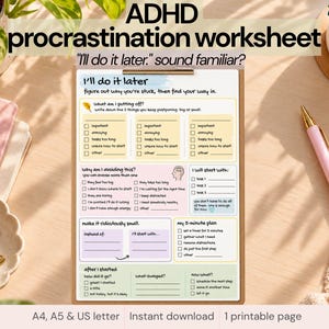 Werkblad ADHD-uitstelgedrag | Printbare versie 'Ik doe het later' | Taakvermijdingsplanner