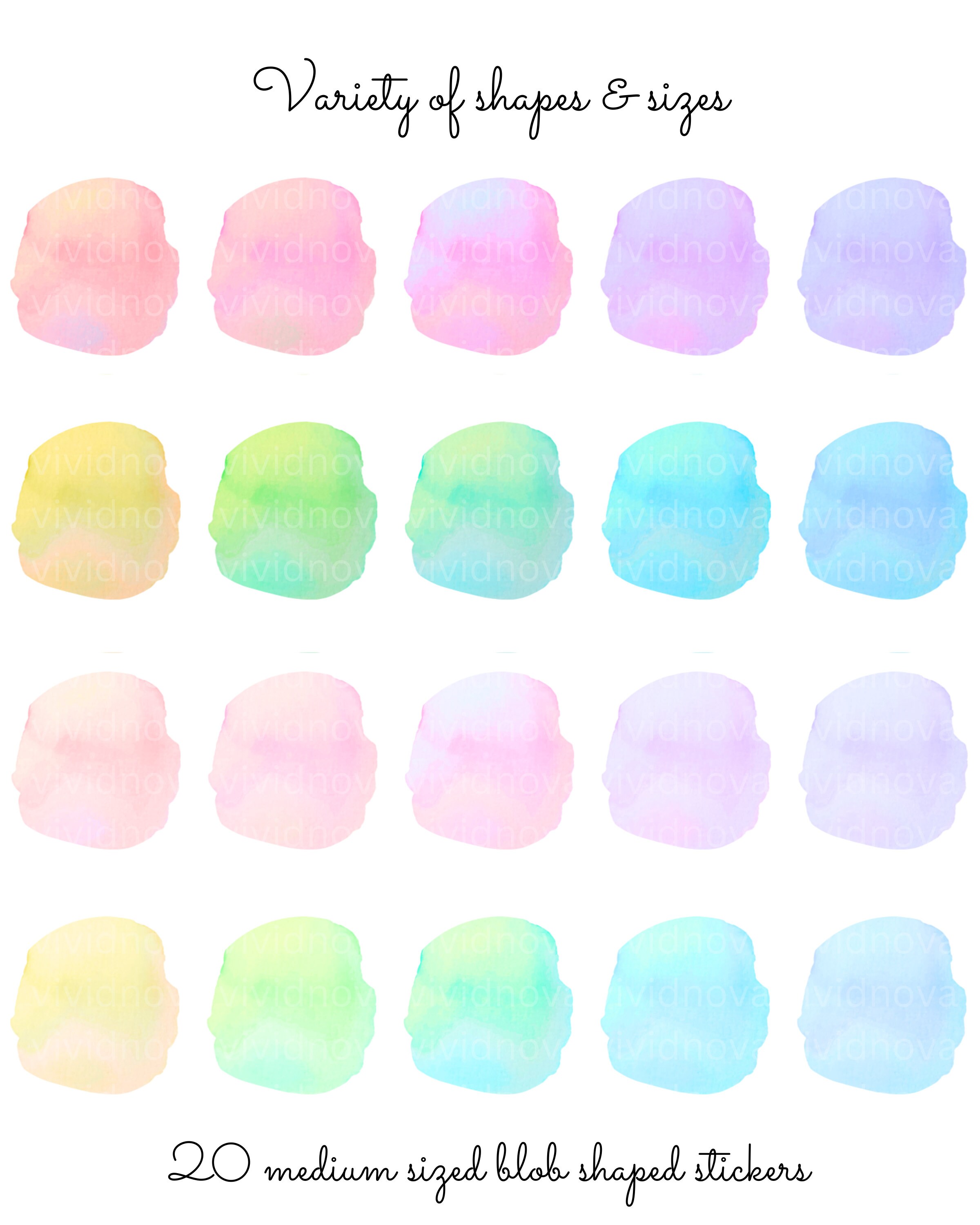 Swatch Stickers Watercolor Swatches Pre-cropped Digital Stickers | 131 Individual PNG ...
