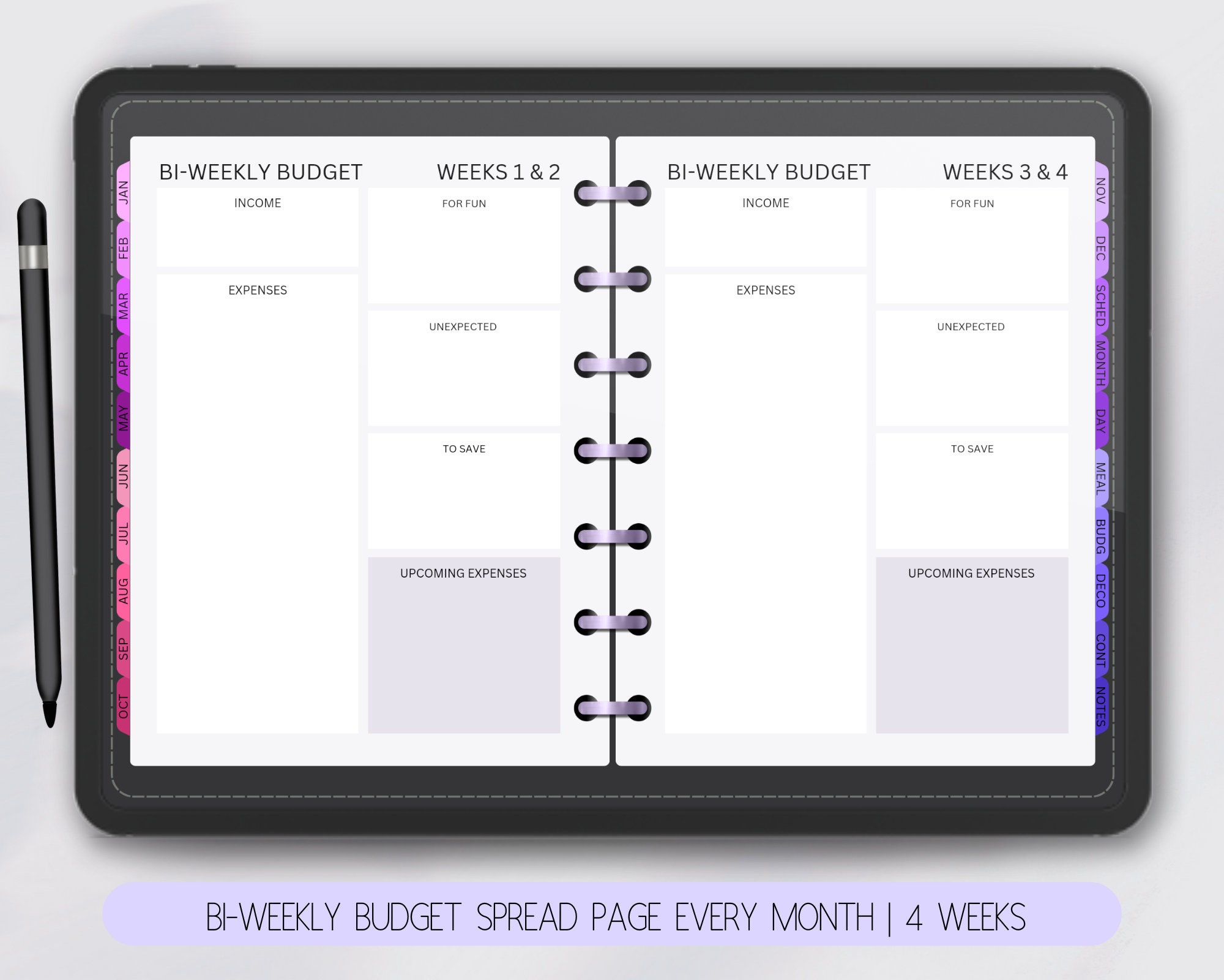 Purple Digital Planner | Hyperlinked 532 Page A5 Size PDF Undated ...