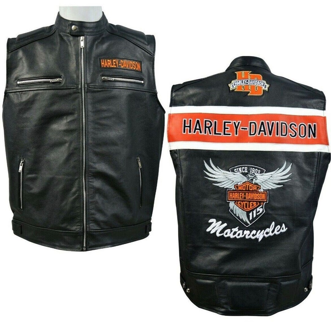 Harley Davidson Men's Passing Link Vest Starts Rugged Cow Etsy