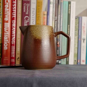 Ceramic Vintage Handmade Milk Frother Jug, Pour Over Coffee Kettle, Wabi-Sabi Handmade Vintage Ceramics Raku Yaki Ware (no Funnel)