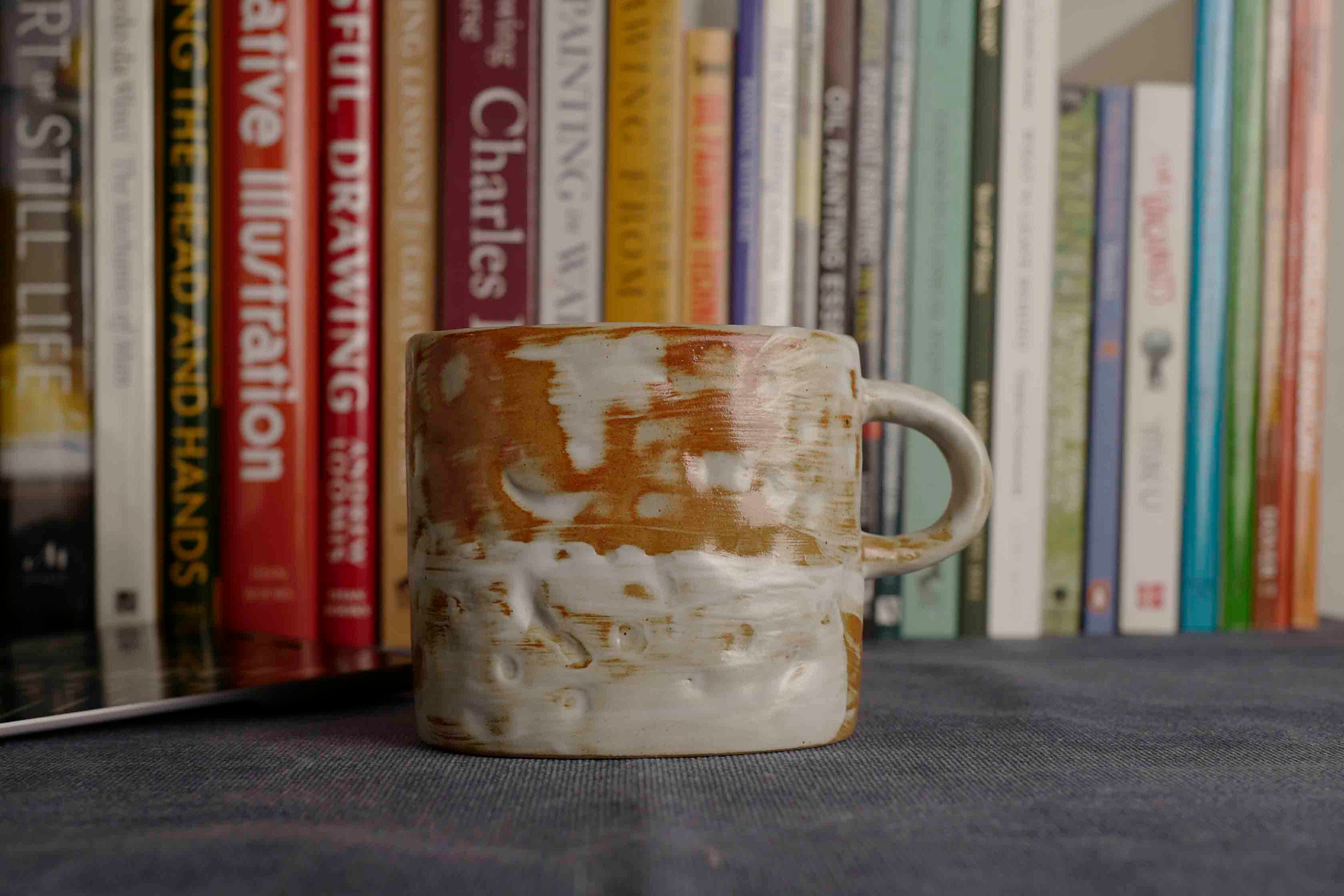 Wabi-sabi Handmade Oval Cylindrical Vintage Mug, Raku Yaki