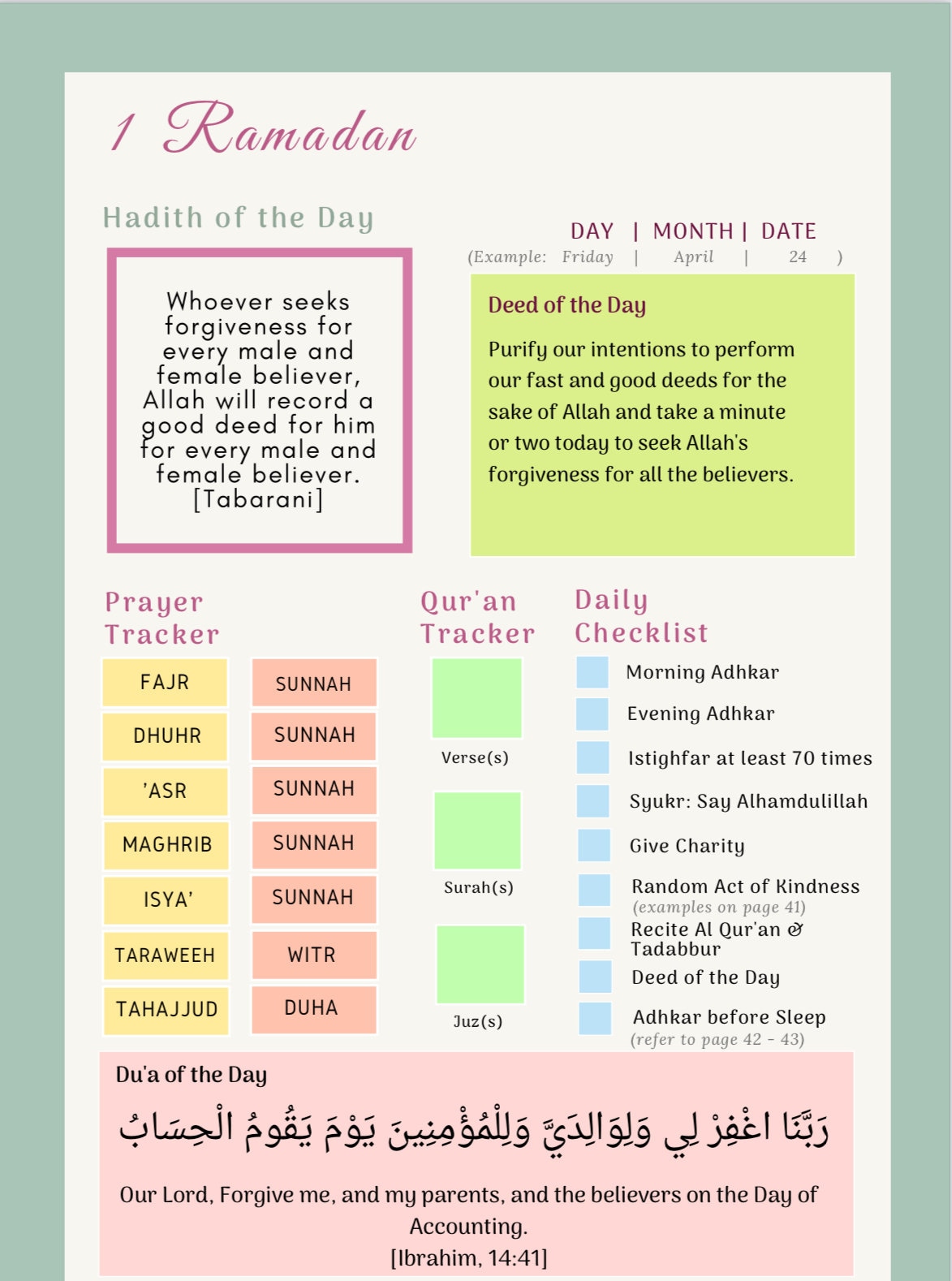 Ramadan 2025 Planner Agenda Checklist INSTANT DOWNLOAD Etsy