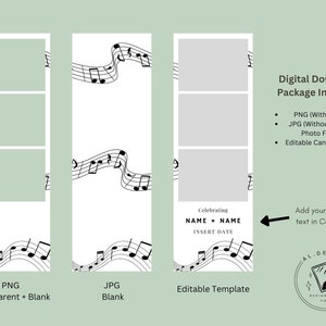 Music Notes Photo Booth Music Themed Wedding Engagement Photo Booth Template, 2x6 Strip, Photo ...
