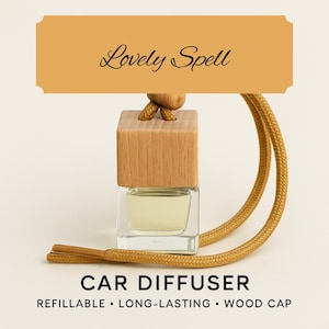 Love Spell Car Diffuser – Square Shape | Sweet Floral Scent | Refillable | Wood Cap | Presyous Diffusers | Romantic Car Freshener
