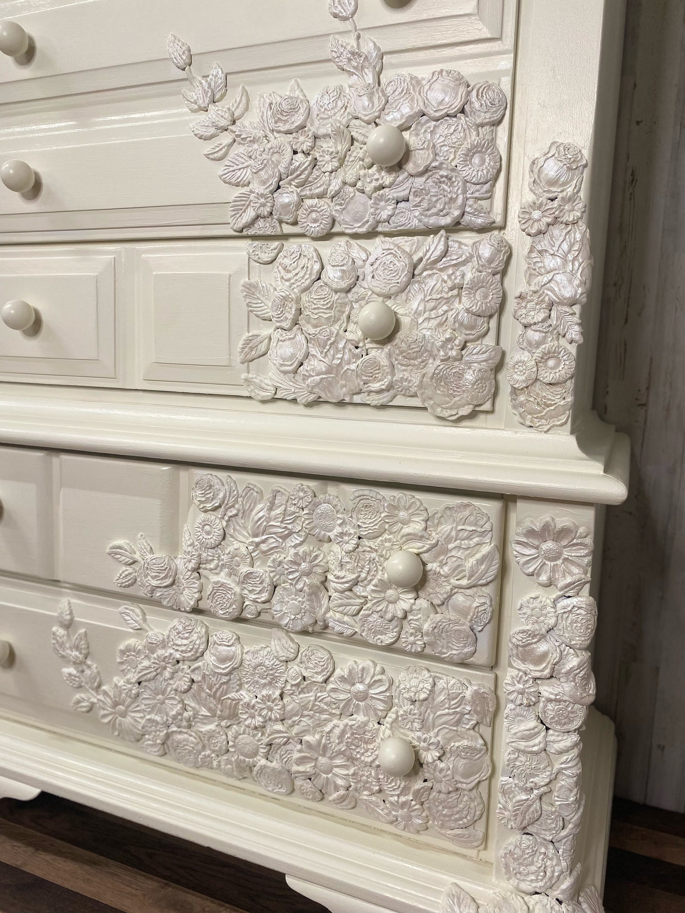 Hand Painted White Queen Bedroom Suite Etsy