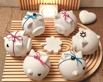 Produktbild von UEPOA Glücksschweinchen Klein, 6 Stück Glückschwein Mini Schweine Figuren Glücksbringer Auto Deko Schwein Miniatur Für DIY Handwerk Tischdeko Geburtstag Party (Rosa