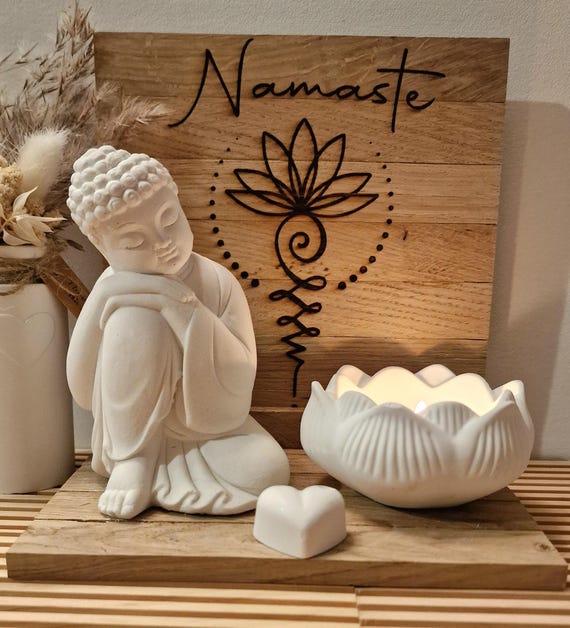 Geschenkset Buddha mit Unalome Symbol, Namaste Dekoset, Yoga Dekoset, Meditation Deko, Wellness Geschenkset, Spirituelle Deko, Achtsamkeit
