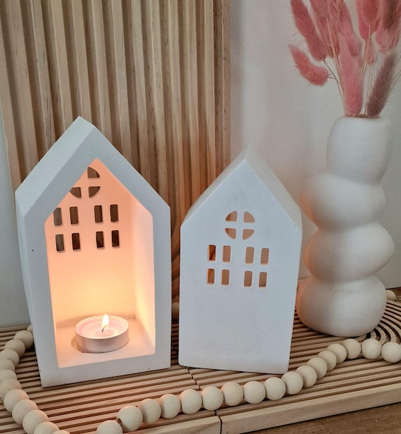 Häuschen, Lichthaus mit Teelicht, Vase Deko, Tischdeko, Lichthäuschen, Frühlingsdeko