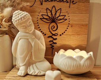 Buddha gift set with Unalome symbol, Namaste decoration set, yoga decoration set, meditation decoration, wellness gift set, spiritual decoration, mindfulness
