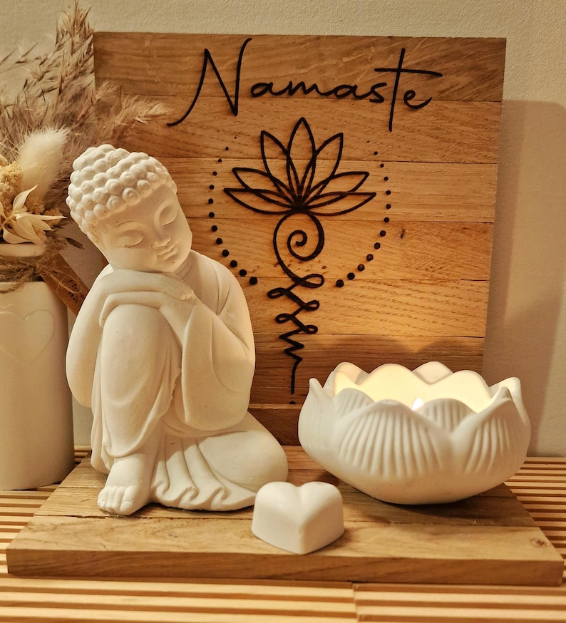 Buddha gift set with Unalome symbol, Namaste decoration set, yoga decoration set, meditation decoration, wellness gift set, spiritual decoration, mindfulness Dekoset komplett