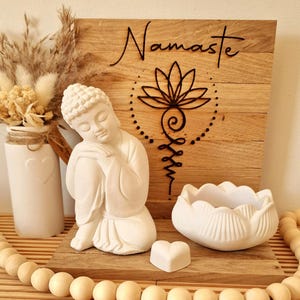 Buddha gift set with Unalome symbol, Namaste decoration set, yoga decoration set, meditation decoration, wellness gift set, spiritual decoration, mindfulness image 2