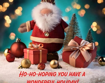 Tarjeta navideña digital animada de Papá Noel / Descarga instantánea