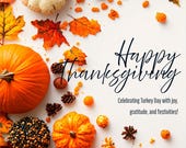 Happy Thanksgiving Day Animated E-Card, Digital Holiday Greeting, Send by Text or Email, Last Minute Gift