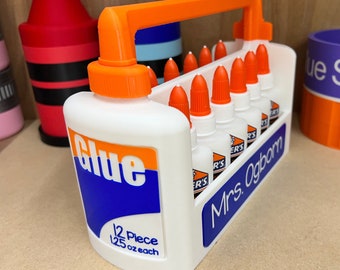 The personalized Glue bottle caddy for Teachers, made in the USA!