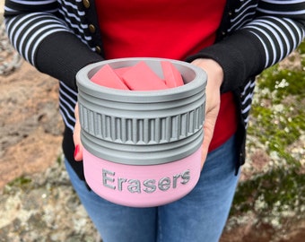 The eraser bucket from Ogborn Family Farm, matches the dual sided pencil holder for teachers, made in the USA!