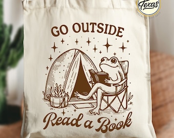 Booklover Frog Tote Bag: Funny Camping Gift