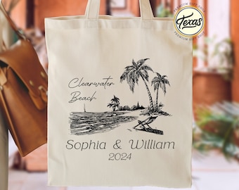 Personalized Beach Wedding Tote Bag: Destination Wedding Favor