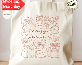 Retro Fall Vibes Tote Bag: Cozy Season Totes