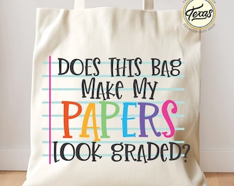 Funny Teacher Tote Bag: Graded Papers Reusable Canvas Bag