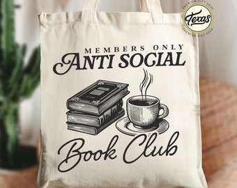 Anti Social Book Club Tote Bag: Vintage Bookworm Bag