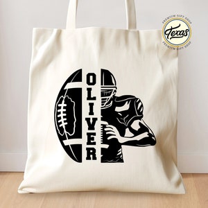 Personalized Football Tote Bag: Custom Name Sports Gift