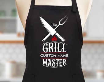Custom Name Grill Master Apron: Personalized BBQ Gift