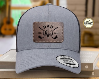Custom Golf Dad Hat: Personalized Leather Patch Golfer Cap